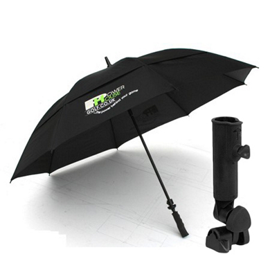 Powerhouse Dual Canopy Auto Golf Umbrella and Holder